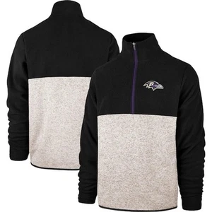 Large Baltimore Ravens '47 Color Block Kodiak Half-Zip Jacket - Black/Cream - Picture 1 of 4