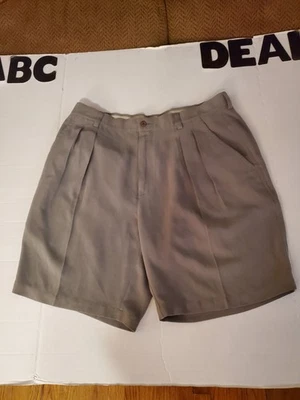 100% 真丝 Tommy Bahama 短裤男式 36 蓝色打褶学院风 8 英寸海滩航海 — 第 1/4 张图片