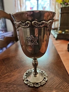 Vintage WALLACE Silver Plated Judaica KIDDUSH Cup Shabbat Star Of David - Picture 1 of 11