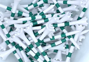 100 Golf Tees New Truestrike 3 1/4 White Green Stripes Performance Tees - Picture 1 of 2