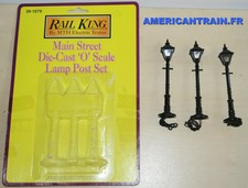 Set de trois lampadaires urbains en métal échelle O MTH