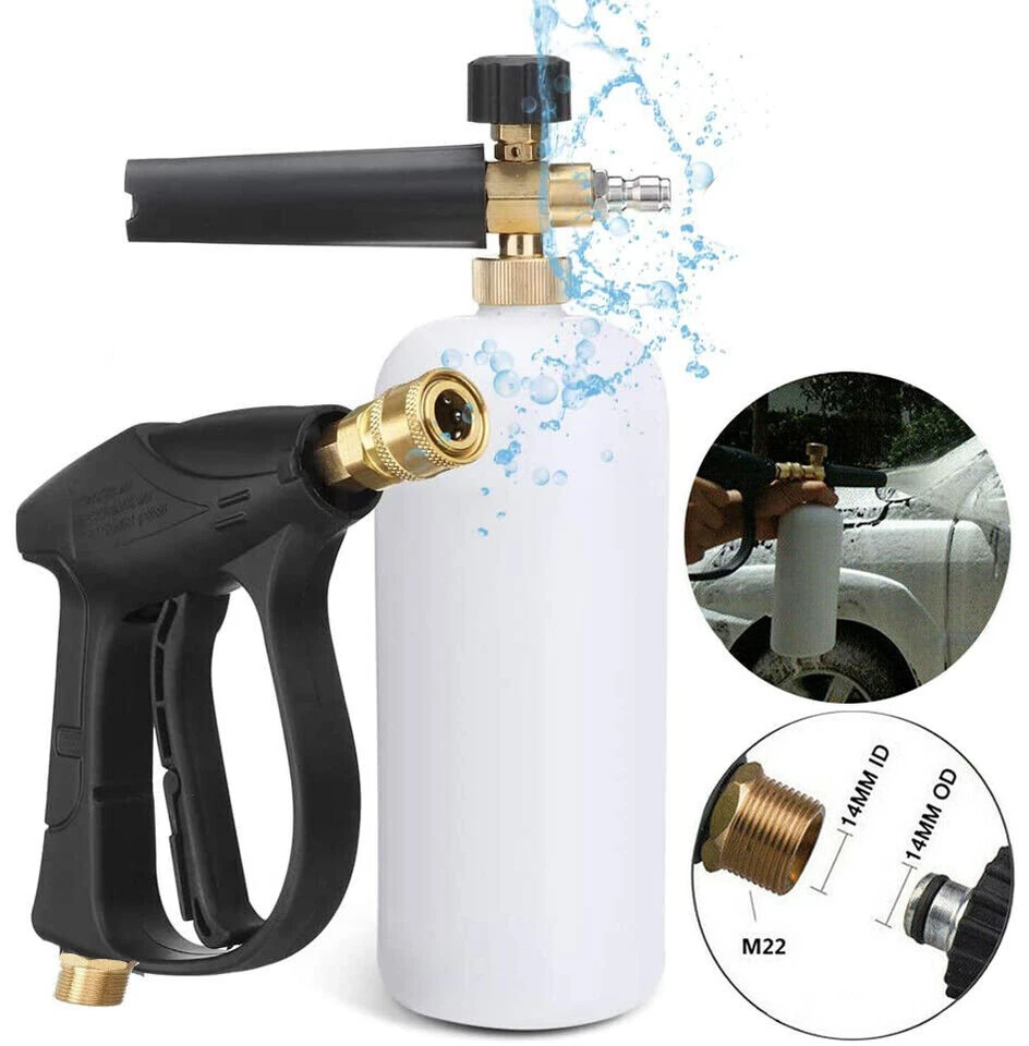 1/4" Snow Foam Washer Gun Car Wash Soap Lance Cannon Spray Pressure Jet Bottle - Imagem 1 de 4