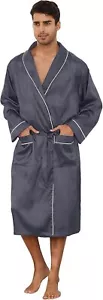 Men’s Satin Robe Lightweight,Men's Luxurious Silk Kimono breathable Bathrobe - Picture 1 of 45