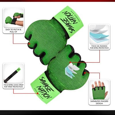 BeSavage Gel Padded Inner Gloves with Hand Wraps MMA Muay Thai Boxing Fight PAIR - Image 1 of 4