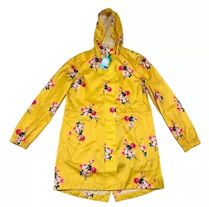 Joules Golightly wasserdichte Pac Away Jacke Gold Blüte Blumenmuster Gr. US 6 UK 10 Neu mit Etikett - Bild 1 von 12