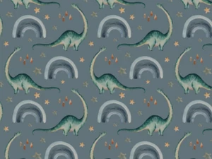Jersey 100x150 cm, Dinos, Stoff, Digitaldruck, weich, Kinderstoff, nähen, blau - Bild 1 von 4