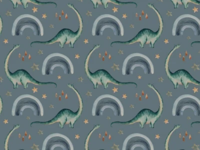 Jersey 100x150 cm, Dinos, Stoff, Digitaldruck, weich, Kinderstoff, nähen, blau - Bild 1 von 4