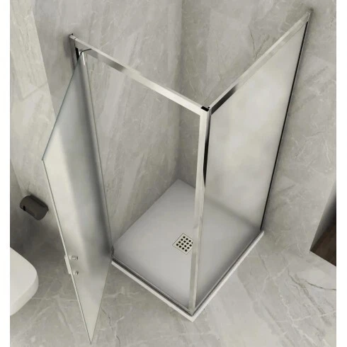 Box Doccia Angolare 1 Anta Fissa Anta Battente 2 Lati Opaco Vetro 6mm Cristallo - Immagine 1 di 1