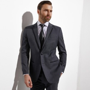 Compra Alta Calidad Novio Esmoquin Dos Botones Gris Oscuro Muesca Solapa  Padrinos De Boda Mejor Traje De Hombre Boda Trajes Para Hombres Chaqueta +  Pantalones + Chaleco + Corbata J365 Barato 