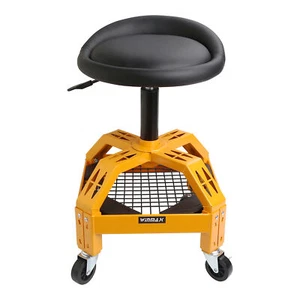 Asiento Giratorio Acolchado Ajustable Garaje Mecánico Asiento Rodillo Taburete Silla 300LBS - Imagen 1 de 6