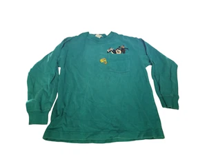 Vintage Looney Tunes Taz Tweetie Kid’s Long Sleeve Embroidered Shirt MED Green - Picture 1 of 5
