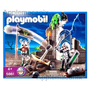 Playmobil 5861 Knights Ruin w/Catapult Castle Wall & Bull Viking Figure Crow NEW - Picture 1 of 1