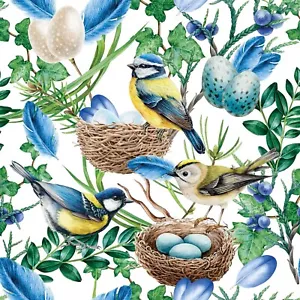 Vogelnest Servietten BLAUE VÖGEL NEST 20 Cocktail Papier Servietten Handwerk Papier - Bild 1 von 4