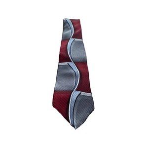 Arrow Mens Silk Tie Red Silver Abstract Geometric Classic Designer - Picture 1 of 6