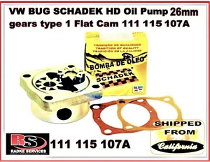 VW BUG SCHADEK Stock Oil Pump 26mm gears type 1 Flat Cam 111 115 107A From RADKE - Picture 1 of 3