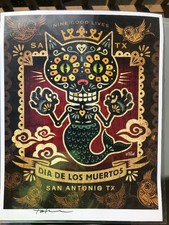 Robert Tatum SIGNED "Dia De Los Muertos Merkitty" 11 x14 Limited Print. Banksy. 