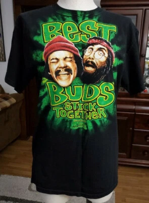 Cheech Chong Up in Smoke Best Buds 2013 Black Graphic Adult T Shirt Size Medium - Image 1 of 3