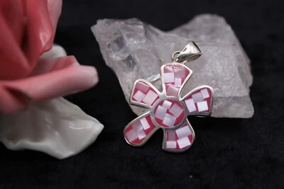 Anhänger Silberanhänger Silber 925 Sterlingsilber Blume mit rosa Perlmutt - Bild 1 von 2