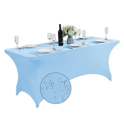  Waterproof Spandex Table Cover for Table Universal Fitted 6FT Blue Mist - Image 1 of 4