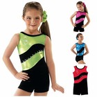 NEW Gabby Foil Velvet Rhinestones Dance Gymnastics Unitard Biketard Leotard
