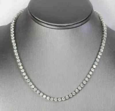 16 Ct Round-Cut Lab Created  Diamond Tennis Necklace 14K Wh Gold Plated 18" - Image 1 of 4