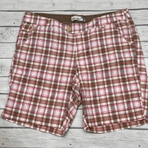 Bermudas a cuadros Blue Epic para mujer Junior Plus talla 20 rosa marrón y blanco - Imagen 1 de 2