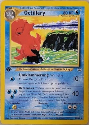 Octillery 1st Edition German Neo Revelation Water Type Pokemon Uncommon HP - Image 1 of 4