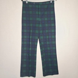 Vintage 70er Jahre Christenfeld Damen Gr. 10 grün kariert Retro plissiert elastische Taille - Bild 1 von 14