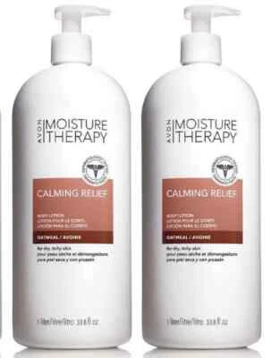 AVON MOISTURE THERAPY CALMING RELIEF OATMEAL BODY LOTION SET OF #2 WITH PUMP - Image 1 of 2