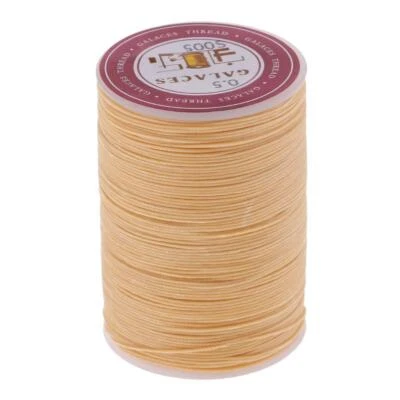130 Meters 0.5mm Round Polyester Waxed Thread Sewing Stitching Beige - Image 1 of 4