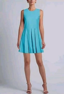 Red Valentino Mini Dress C43 Celeste Pleated Size XL IT48 Blue BNWT - Picture 1 of 8