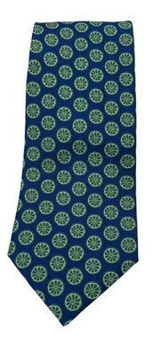 Corbata de cuello LEE ALLISON cuatro en manos para hombre 100 % seda 3,75" x 58" azul con limas (TF7 Foto 1 de 4