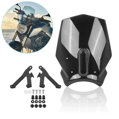 Black Front Windshield WindScreen Deflector W/Bracket For Honda CB650R 2024-2025 Foto 1 de 4