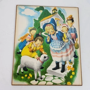 Vintage 1960s Nursery Rhyme Folk ART Print Laminated on Board 9.5x8 Inch (#07) - Picture 1 of 3