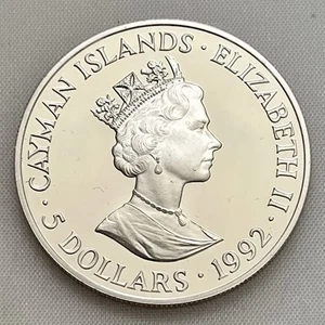 1992 Barcelona Olympic Games $5 Cayman Islands Silver Proof Coin - Picture 1 of 4