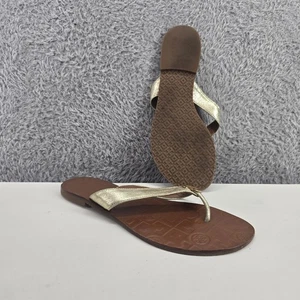 Tory Burch Sandalen Damen US 7,5 M Thora goldfarben metallic flache Zehenstegsandalen - Bild 1 von 16