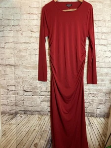 J. Crew Maxi Dress Womens Large Dark Cherry Red Ruched Sides Stretch Full Length - Picture 1 of 13