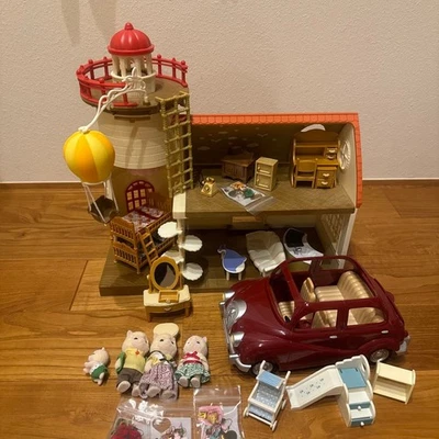 Sylvanian Families Seaside Series Lighthouse House Red Car Furniture Dolls Set - Image 1 of 4