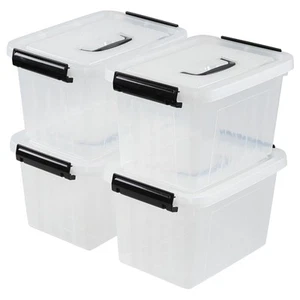 6 Quart Clear Plastic Lidded Storage Bins, Latching Container Box with Handle... - Picture 1 of 7