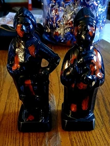 Ceramic Figures, Black And Orange Glazed 1971 By Keith - Picture 1 of 9