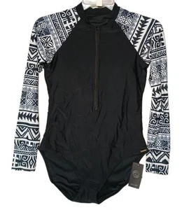 RELLECIGA Ladies Large 1Pc Swimsuit Long Sleeve Rash Guard UV Protection 1/2 Zip - Picture 1 of 13