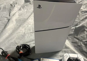 PS5 Slim Disk Edition 1TB With Controller And Cables + 2 Games - Picture 1 of 2