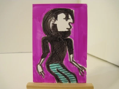 Tarjeta de arte original ACEO hombre abstracto dibujo forastero primitivo ÚNICO EN SU CLASE Foto 1 de 4