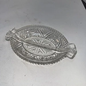 Plato Relish Dividido Vidrio Transparente Estrellas y Barras Anchor Hocking De Colección - Imagen 1 de 6