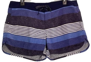 Patagonia Swim Shorts Women 12 Blue & White Stripes Beach Nautical Resort Surf - Picture 1 of 16