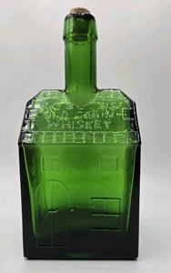 Vintage 1840er Jahre E.C. BOOZ’S Old Cabin Whiskey Flasche grün mit Korken - Bild 1 von 13