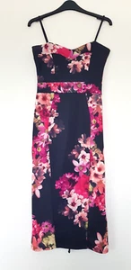 Evita Strappy Bodycon Occasion/Summer Dress in Black & Multi Design, Size 10 - Picture 1 of 5