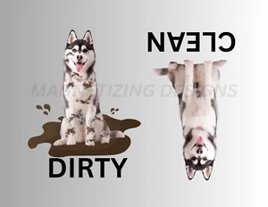 SIBERIAN HUSKY Clean Dirty Dishwasher Flexible Magnet - Picture 1 of 1