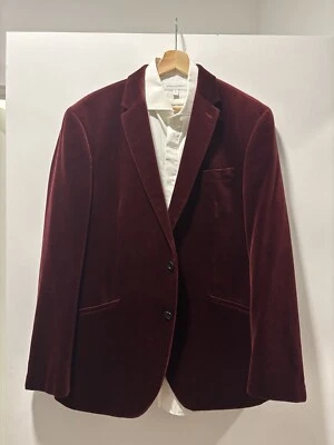 Marks & Spencer Autograph 100% Cotton Blazer Dinner Jacket  Size 44 Red Velvet - Image 1 of 4