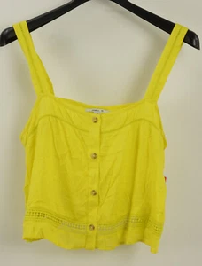 New O'Neill Baxter Crop Tank In Bright Lemon Yellow Women's Size XL Lace Viscose - Picture 1 of 9